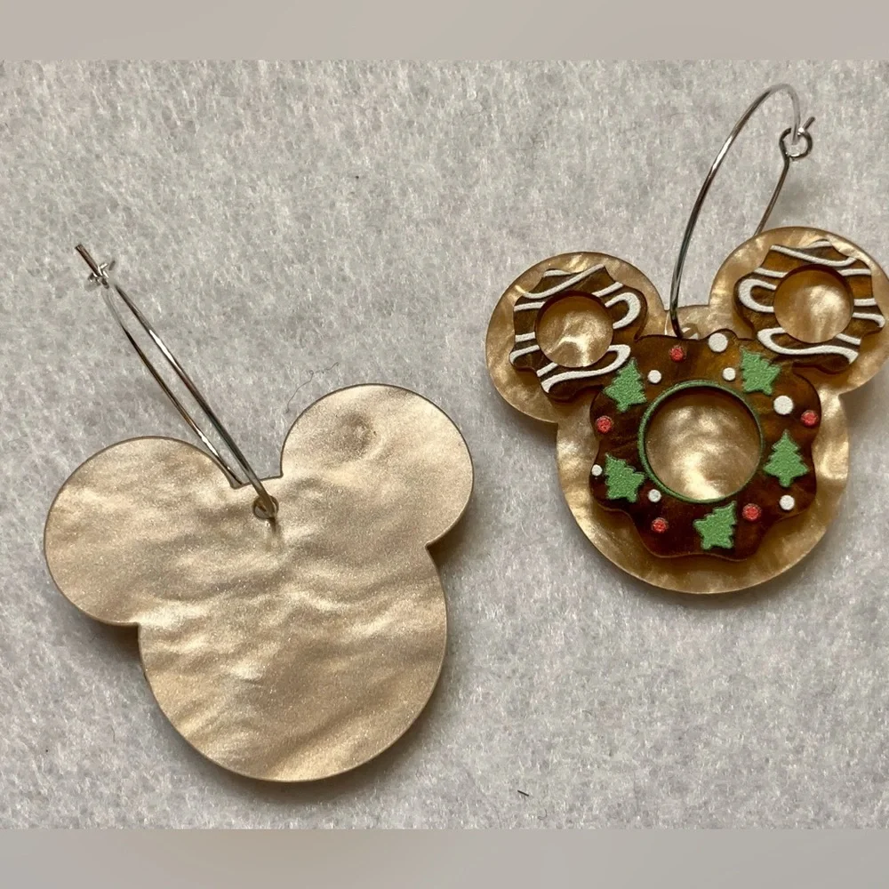 Disney Mickey Mouse Cookie Wreath Earrings With Ears Holiday Christmas - Picture 3 of 4